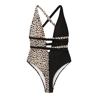 SweatyRocks Leopard Tie One Piece Swimwear