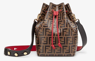Fendi's original Mon Tresor bucket bag with red accents.