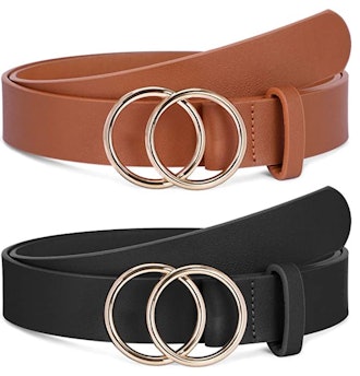 SANSTHS Belt with Double O-Ring Buckle (2 Pack)