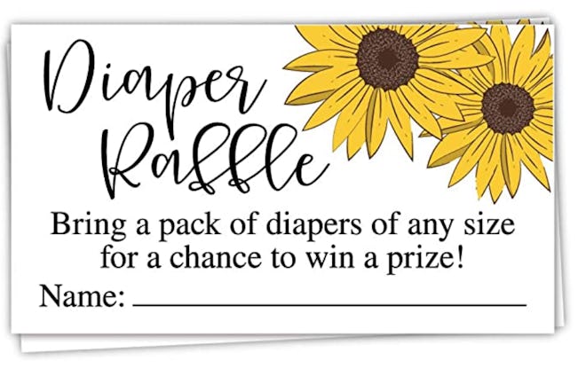 50 Sunflower Diaper Raffle Tickets 