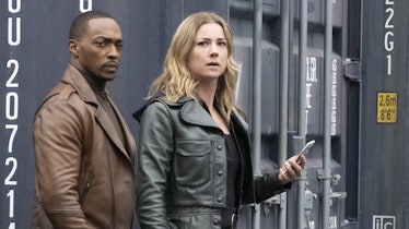 Sharon Carter and Sam Wilson in The Falcon and the Winter Soldier.