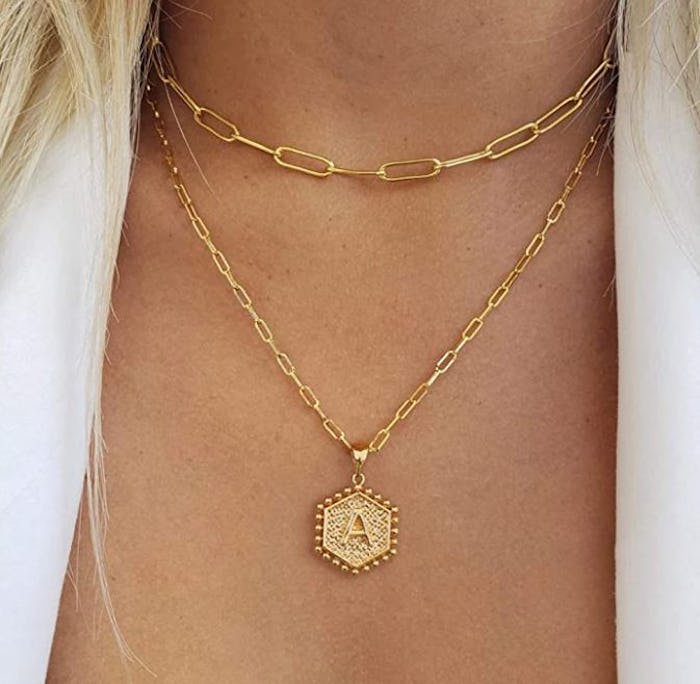 M MOOHAM Dainty Layered Initial Necklaces