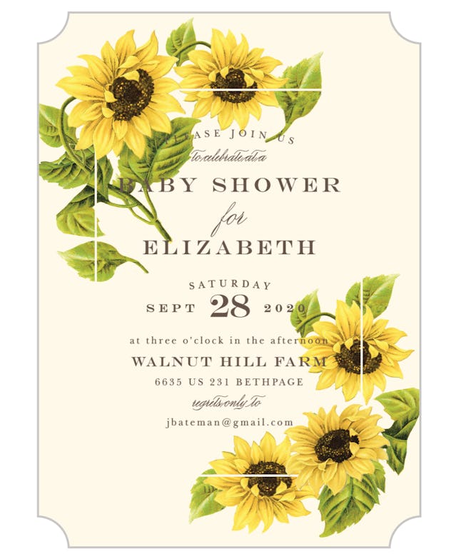 Sunflower Baby Shower Invitation for a Girl