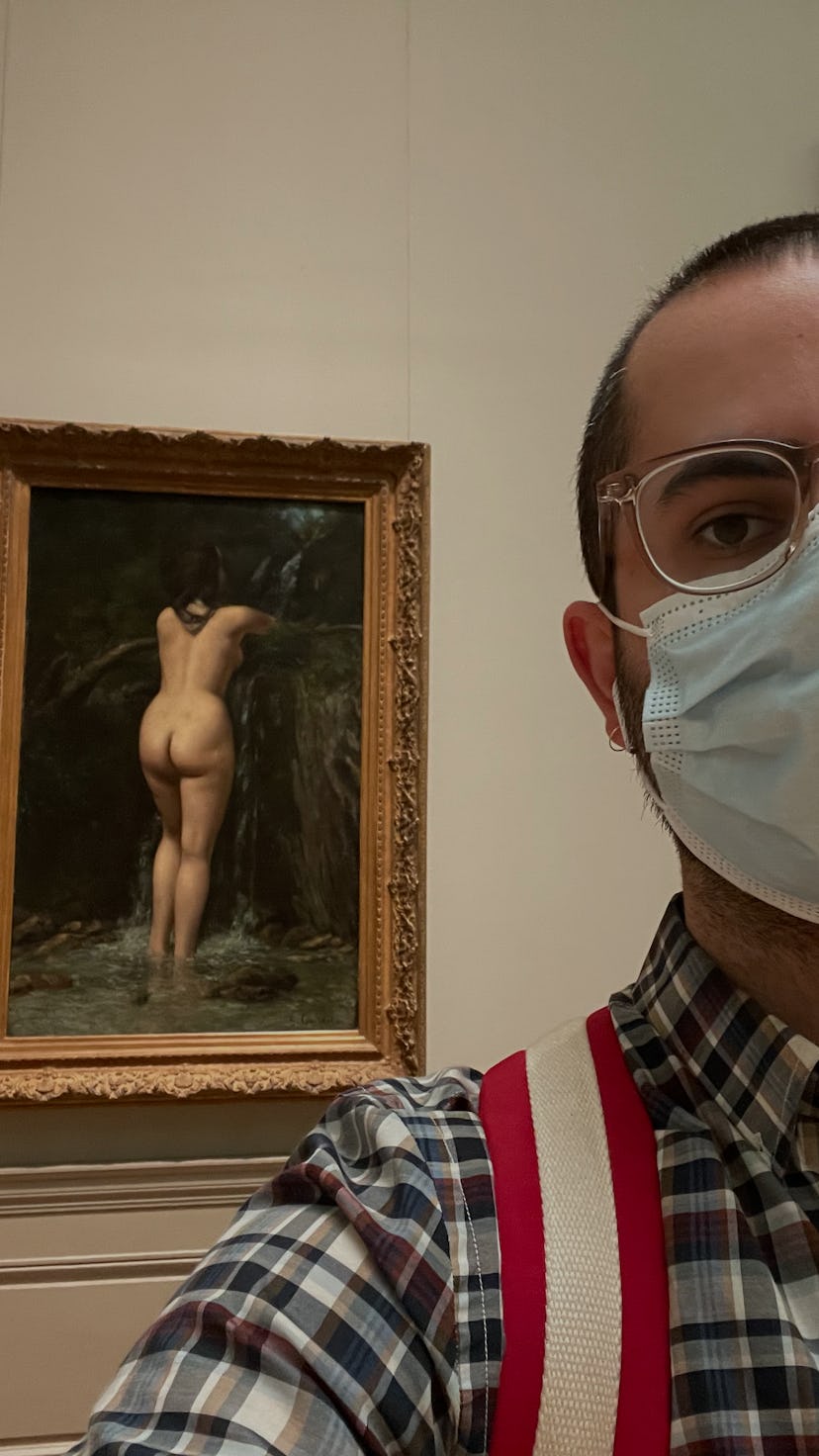 Author Matt Wille in front of Gustave Courbet's The Source (1862), at The Metropolitan Museum of Art