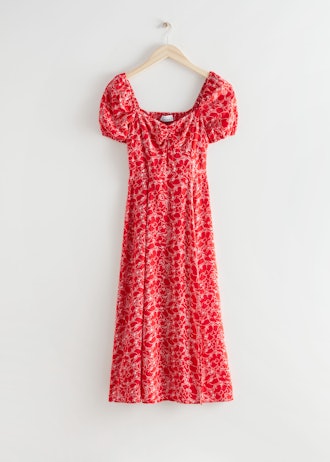 & Other Stories Red Floral Dress 
