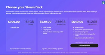 Steam Deck SKUs