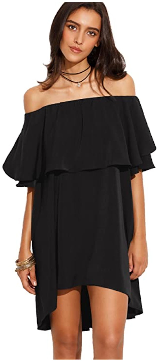 Romwe Off The Shoulder Ruffle Dress