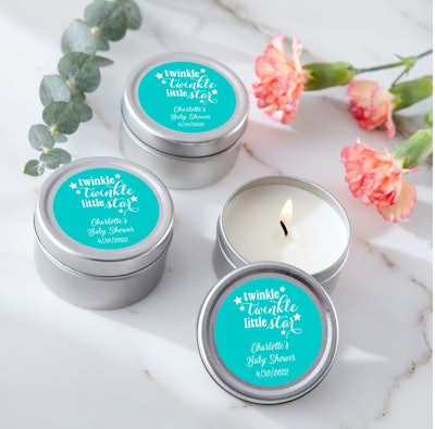 travel tin candles for baby showers