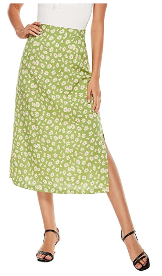 LYANER High Waist Midi Skirt