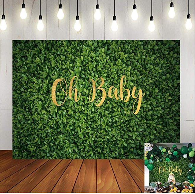 outdoor baby green leaves backdrop