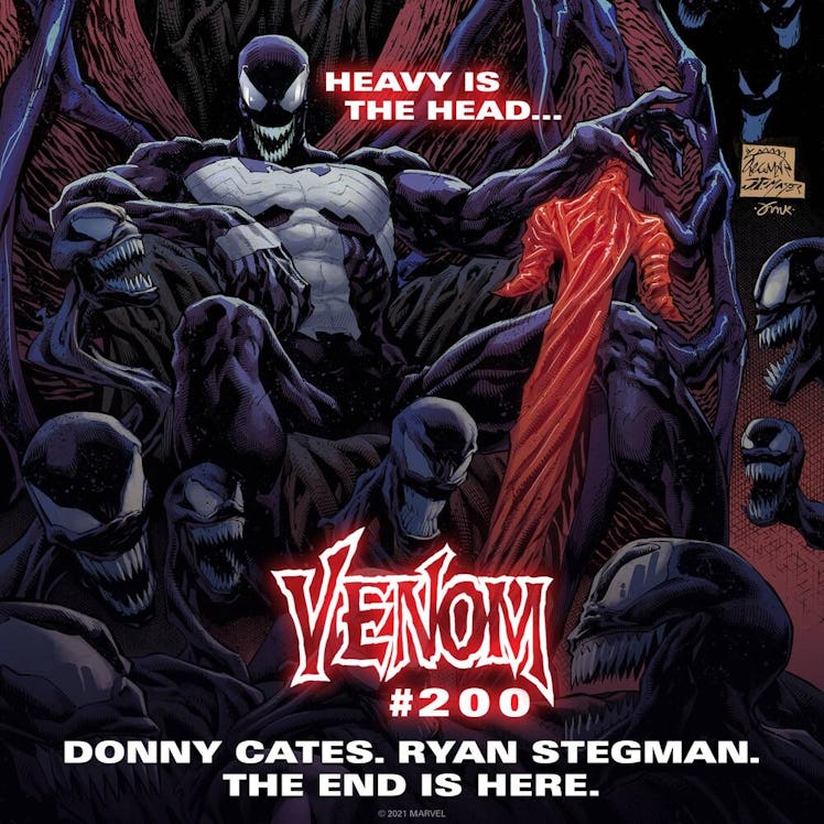 A Venom poster with the text 'Heavy is the head...'