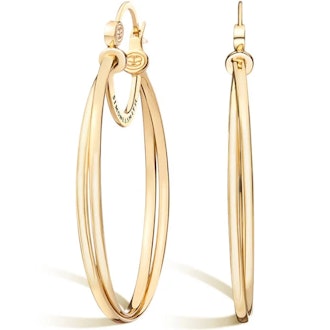 14k gold vermeil Crossover hoop earrings from Simone I. Smith, available on Brilliant Earth.