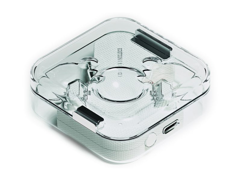 Nothing Ear (1) wireless earbuds charging case. Transparent design. USB-C. Bluetooth pairing button....