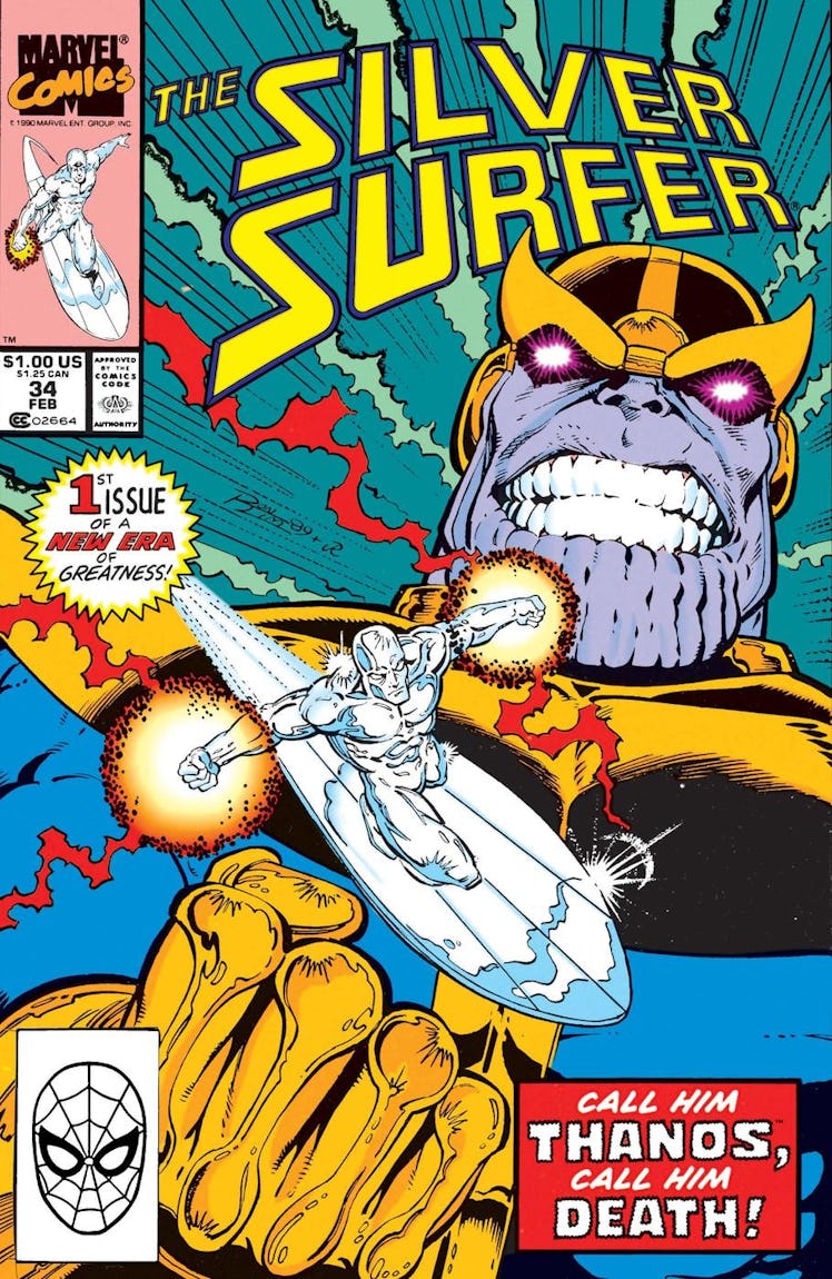 The Silver Surfer comic book cover with Thanos