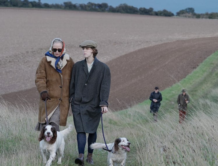 Tilda Swinton and Honor Swinton Byrne with their dogs in The Souvenir