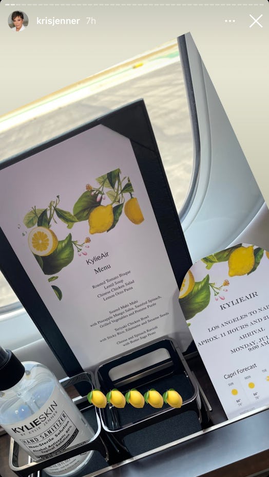 Kylie Jenner's private jet menu is impressive. 