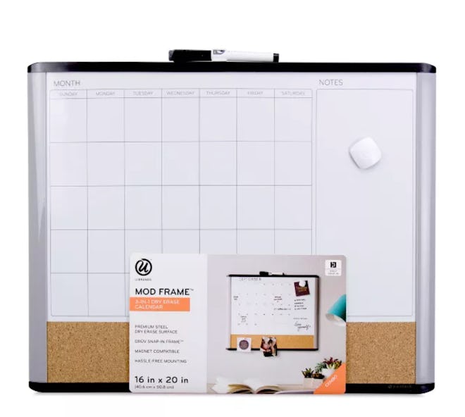 U Brands 16"x20" MOD Frame 3-in-1 Dry Erase Calendar Board
