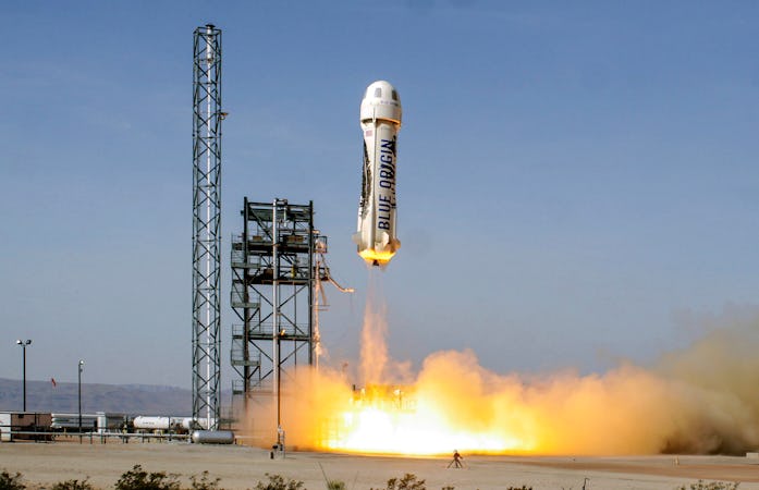 Jeff Bezos Blue Origin New Shepard rocket launch promo image