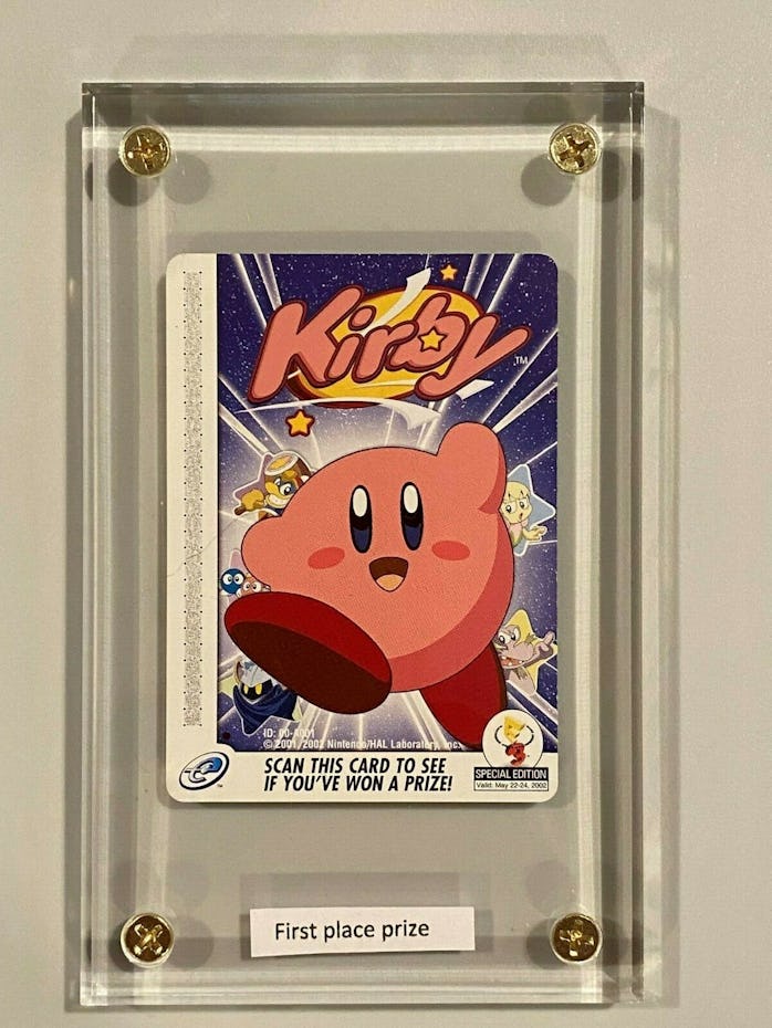 Nintendo e-Reader E3 Kirby promotional card for GameBoy Advance from 2002
