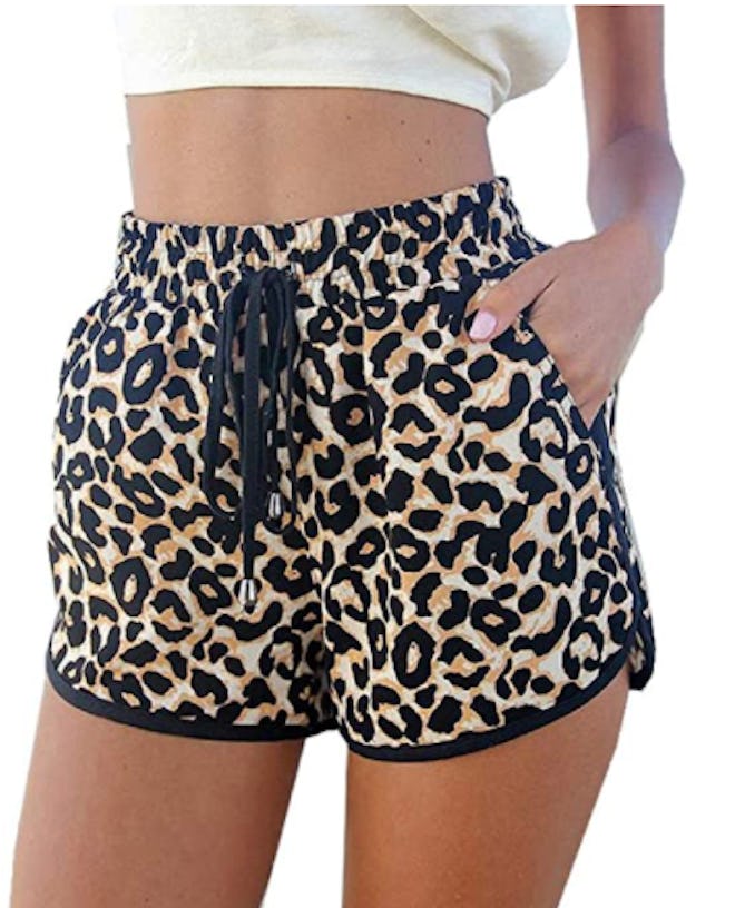 Kafeimali Leopard Print Beach Shorts