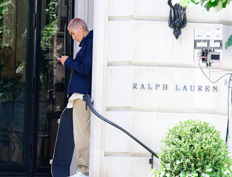 Evan Mock on the set of the Gossip Girl reboot