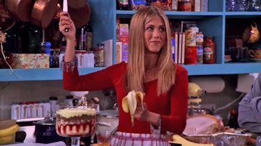 Jennifer Aniston as Rachel on 'Friends', making an English trifle on the Season 6 Thanksgiving episo...