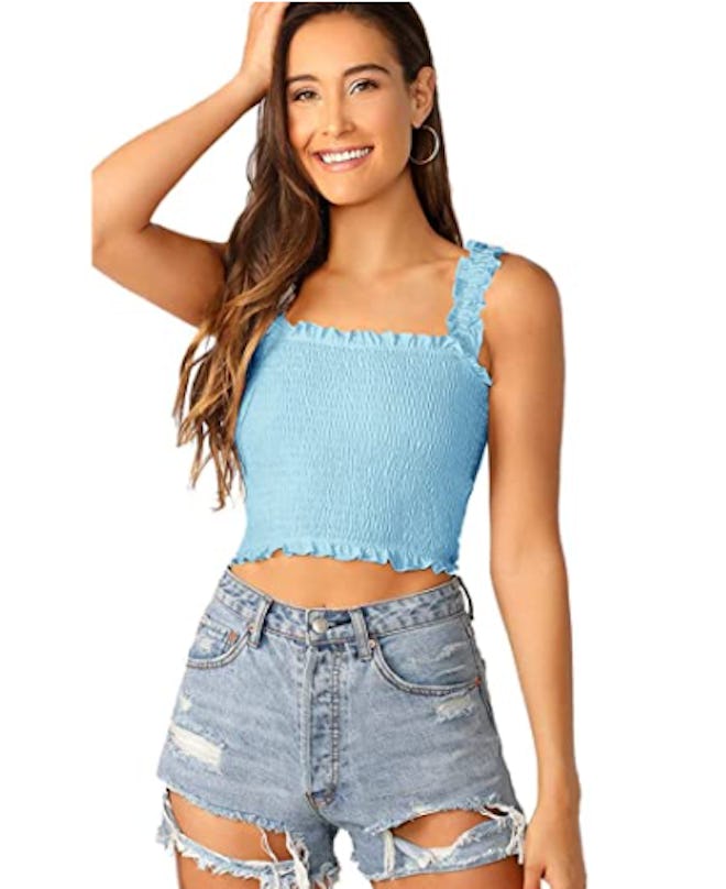 SheIn Frill Smocked Tank Top