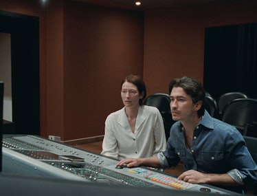 Two film directors sitting in a studio