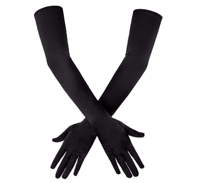 an image of black elbow length gloves