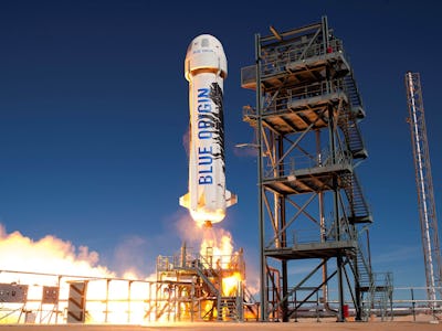 New Shepard rocket in flight reusable rocket 