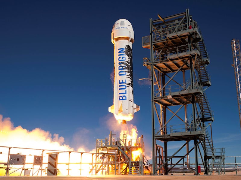 New Shepard rocket in flight reusable rocket 