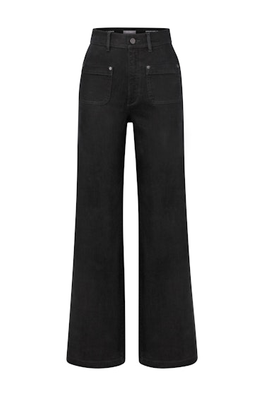 DL1961 Hepburn Wide-Leg High Rise Vintage 31" Jean in Black Tide from the brand's Fall/Winter 2021 c...