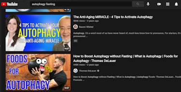 Youtube results on autophagy and fasting