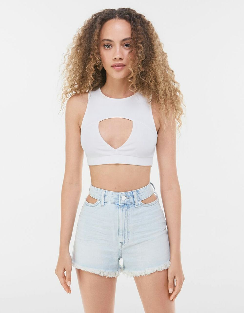 Denim shorts with cut-out detail