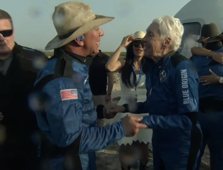 Jeff Bezos in a space suit with a cowboy hat
