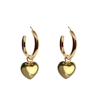 Full Heart Charm Earrings in gold vermeil from Mexican jewelry brand TUZA Jewelry