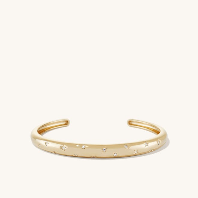 LA Dôme cuff bracelet in gold vermeil with white sapphires from Mejuri.