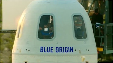 Blue Origin's capsule ahead of launch.