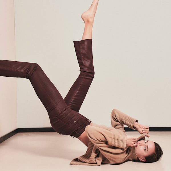 Model and street style star Irina Shayk wears DL1961 bootcut Bridget high-rise Instasculpt crop jean...