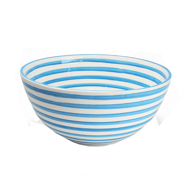Turquoise Stripe Large Deep Bowl