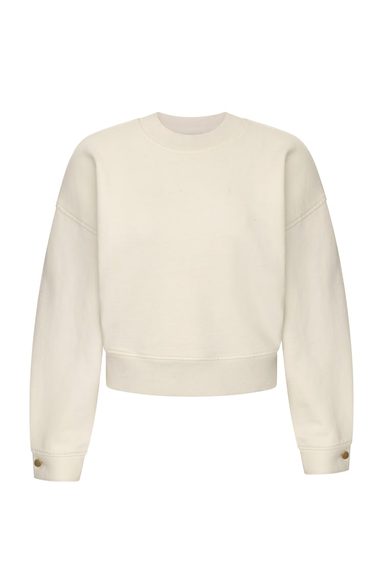 DL1961 Crop Sweatshirt in Eggshell from DL Athleisure line, launched as part of Fall/Winter 2021 Col...