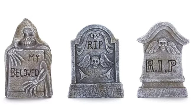 Ceramic Tabletop Tombstones for Indoor Halloween Displays - Set of 3