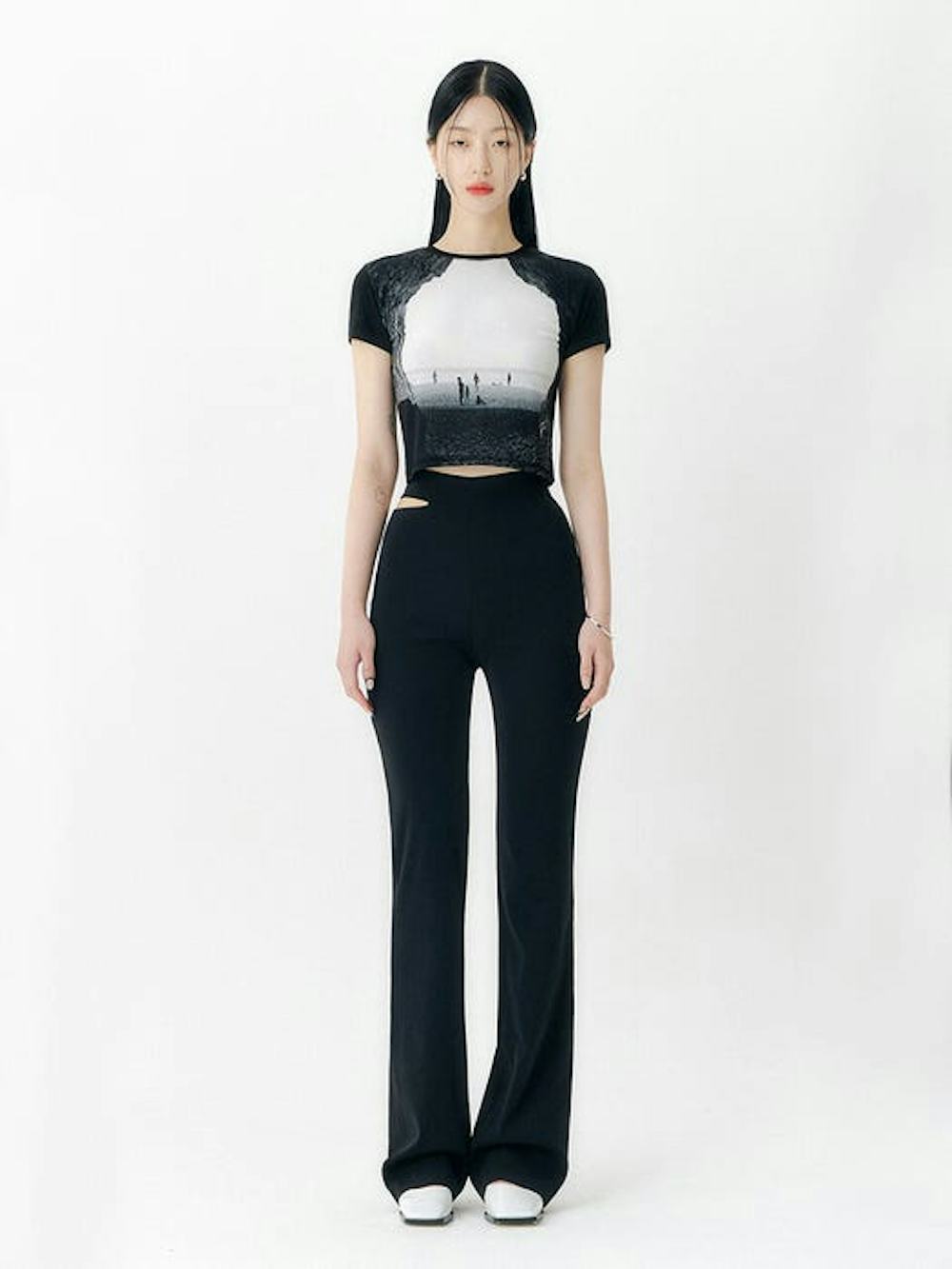 Cut Out Slim Bootcut Pants