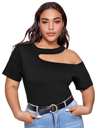 SheIn One Shoulder Cut Out Tee 