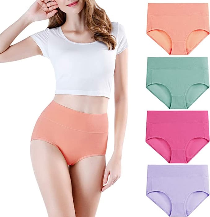 wirarpa High-Waisted Cotton Underwear (4- Pack)