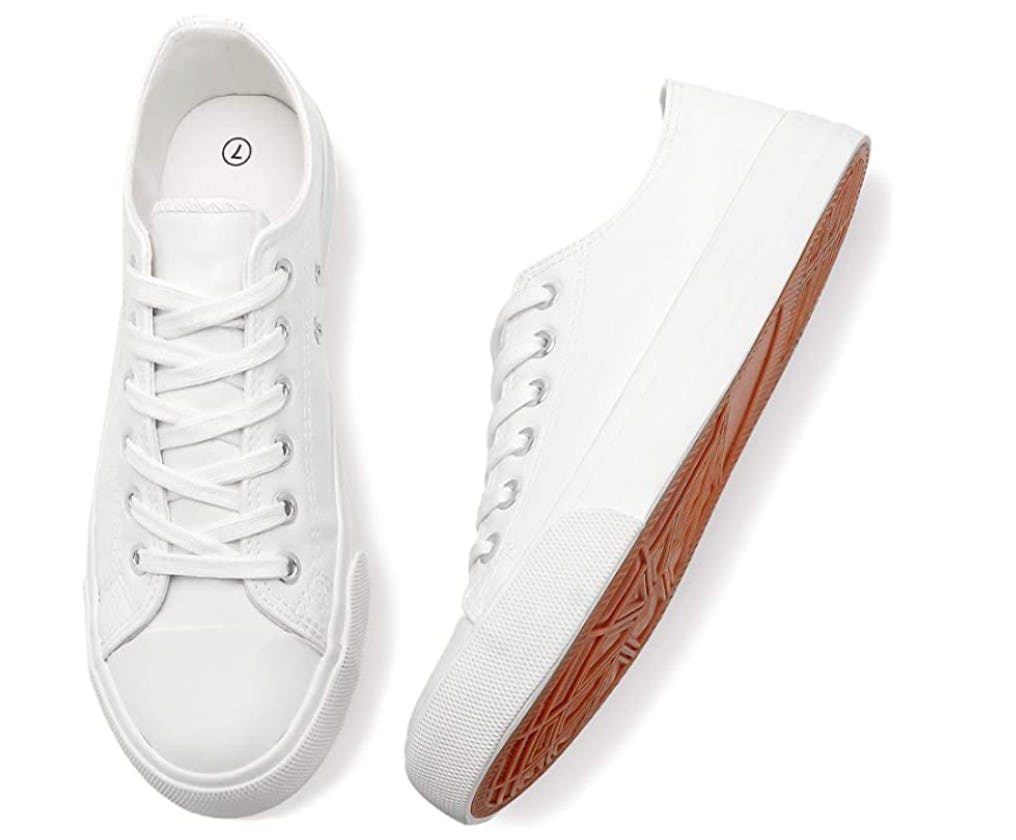 Adokoo Faux Leather Lace-Up Sneakers