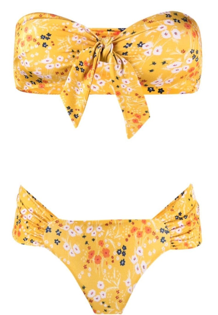 L'Autre Chose's yellow floral bandeau swimsuit. 