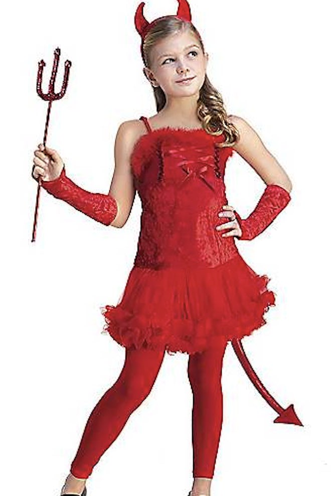 Girl wearing devil costume