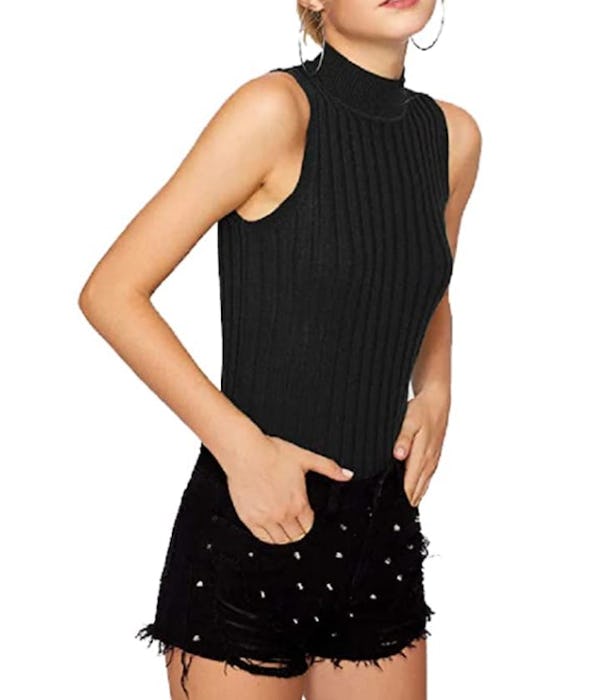 Nicetage Sleeveless Slim Fit Mock Turtleneck