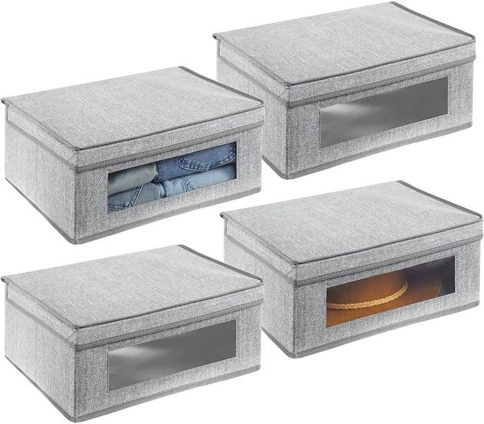 mDesign Soft Fabric Stackable Organizer Box (4-Pack)